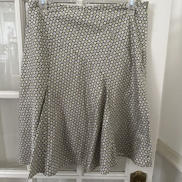 George 100% Cotton Skirt Lined Green Multi A-Line Knee Length Womens Size 6 - Picture 1 of 9
